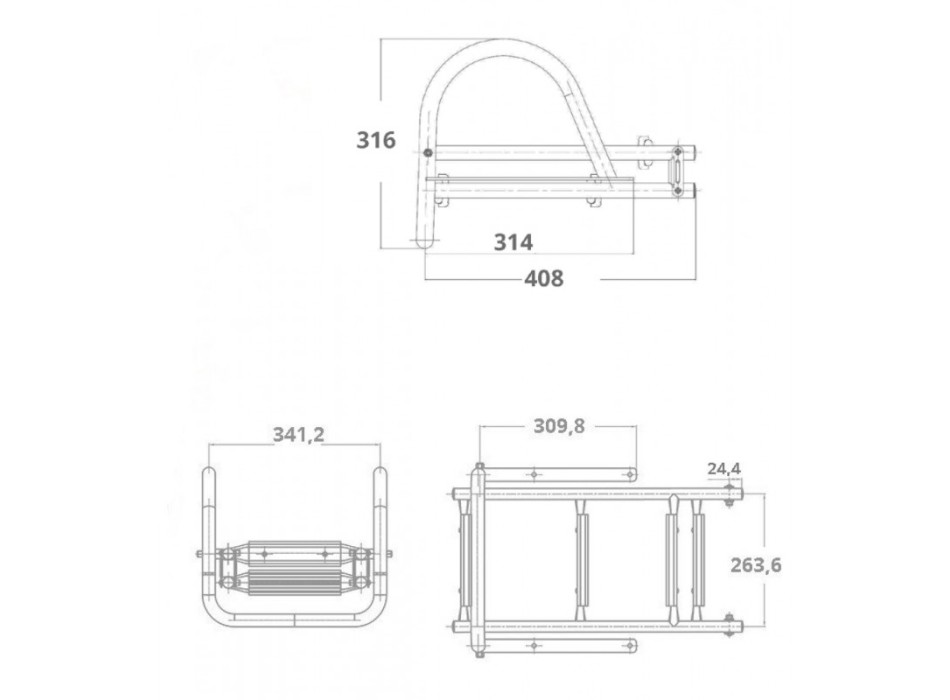 SCALETTA INOX RIBALTABILE A 3 GRADINI