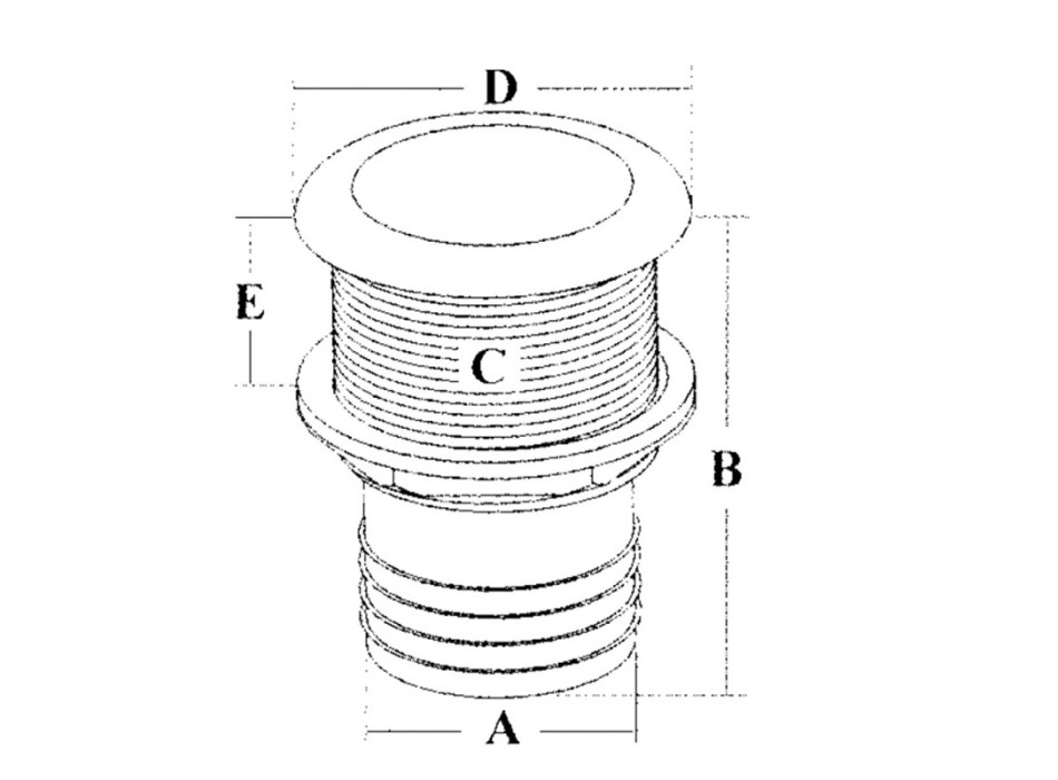 SCARICO A MARE CON PORTAGOMMA Ø MM.25