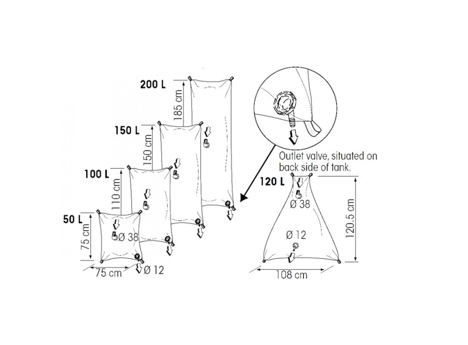 SERBATOIO ACQUA FLESSIBILE LT.150