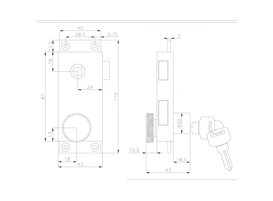 SERRATURA DA APPOGGIO DESTRA