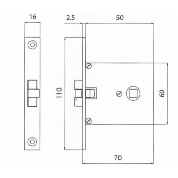 SERRATURA INCASSO MM.70X60 OTTONE CROMATO