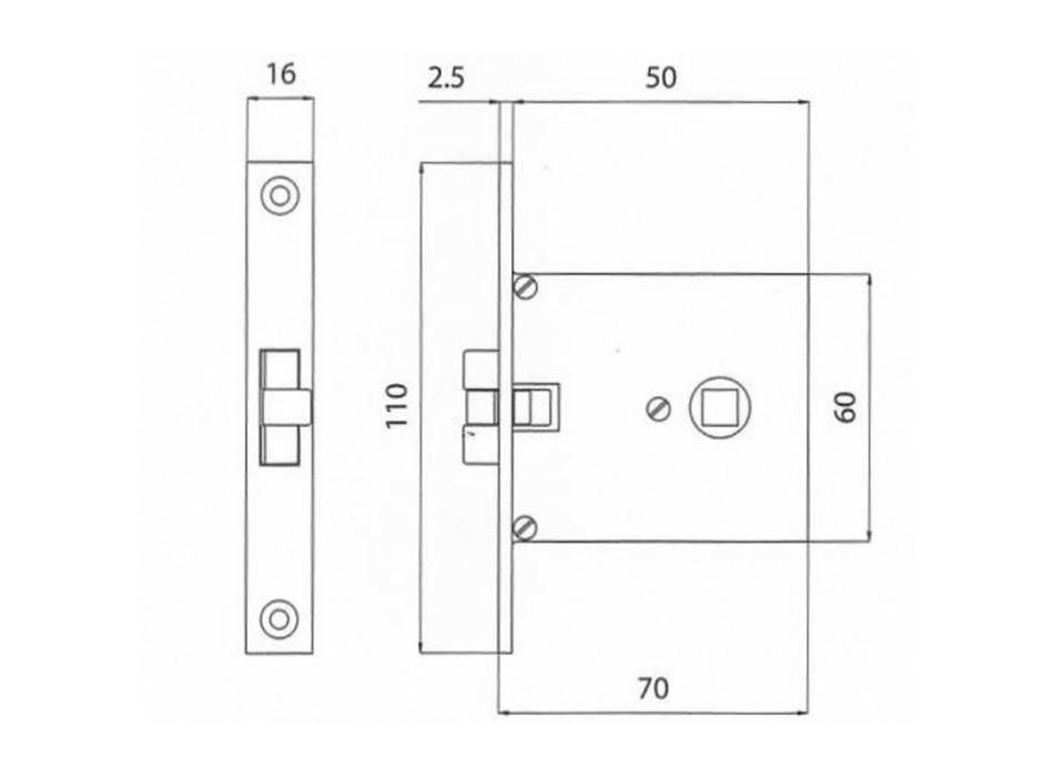 SERRATURA INCASSO MM.70X60 OTTONE CROMATO