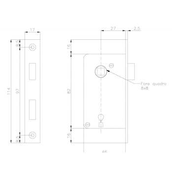 SERRATURA INCASSO OTTONE MM.83X46