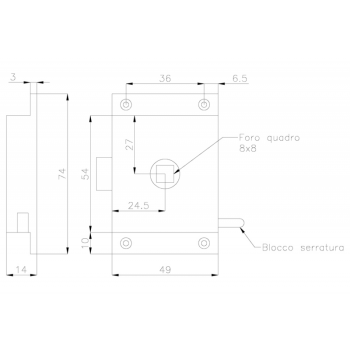 SERRATURA PER WC MM.75X50