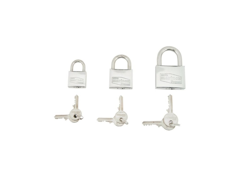 SET 3 LUCCHETTI ARCO CORTO ACCIAIO INOX MM 40