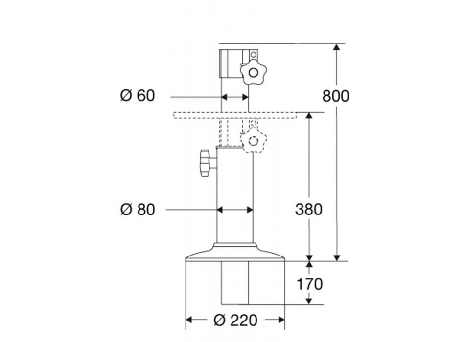 SUPPORTO TELESCOPICO MM.380/800