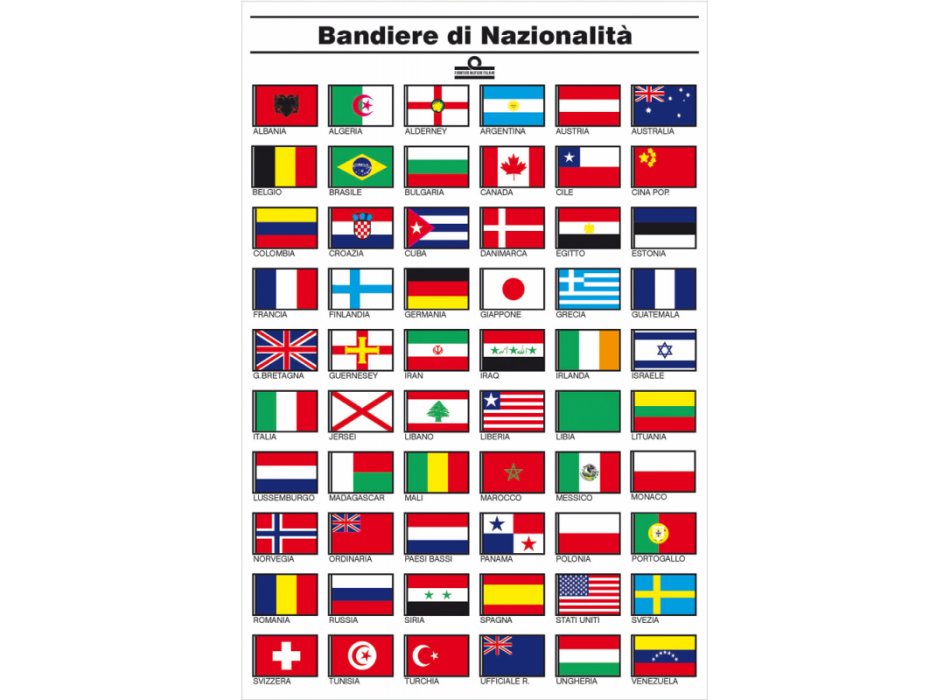 TABELLA BANDIERE NAZIONIONALITA' CM.16X24