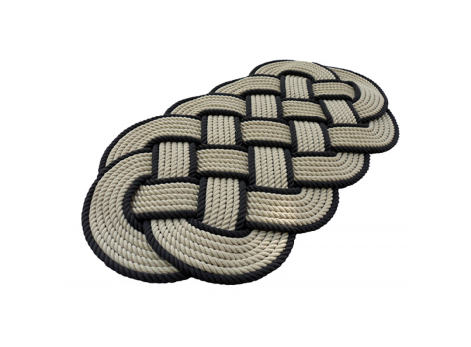 TAPPETO CORDA CANAPA-NERO MM.600X330