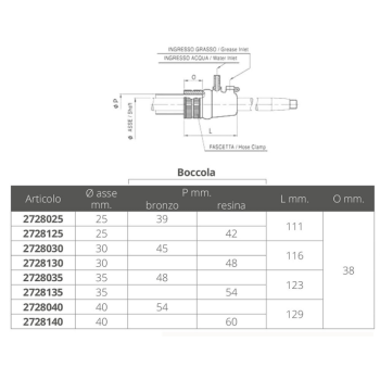 TENUTA RMTA CON BOCCOLA IN BRONZO PER ASSE Ø MM.30