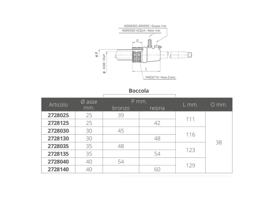 TENUTA RMTA CON BOCCOLA IN BRONZO PER ASSE Ø MM.30
