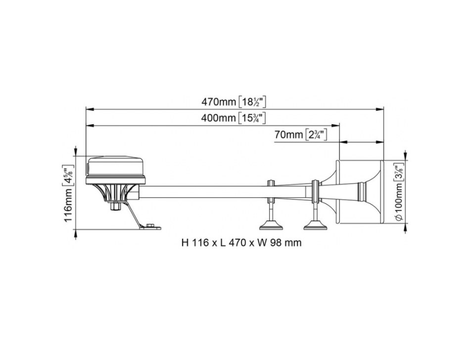 TROMBA DOPPIO CORNETTO 24V. 8A