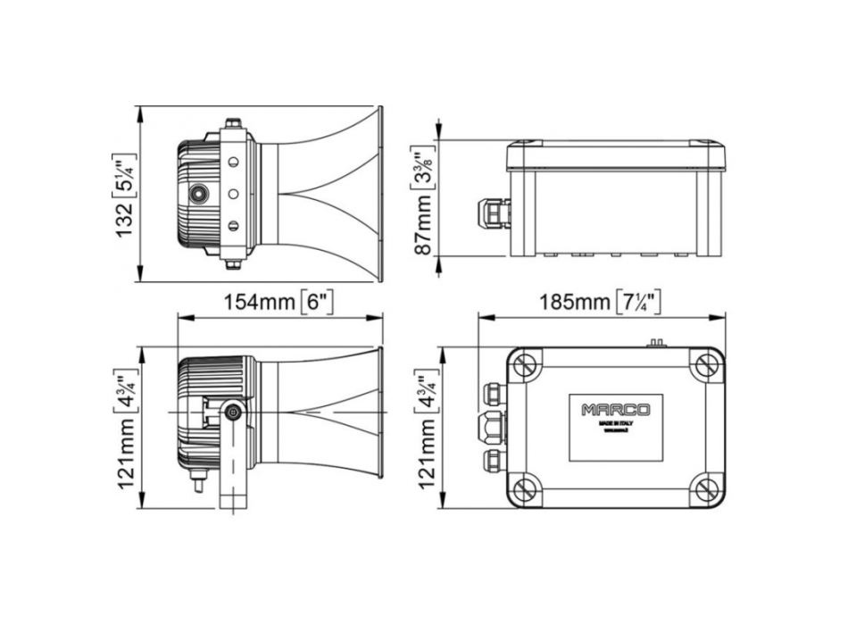 TROMBA ELETTRONICA CON MICROFONO 12V