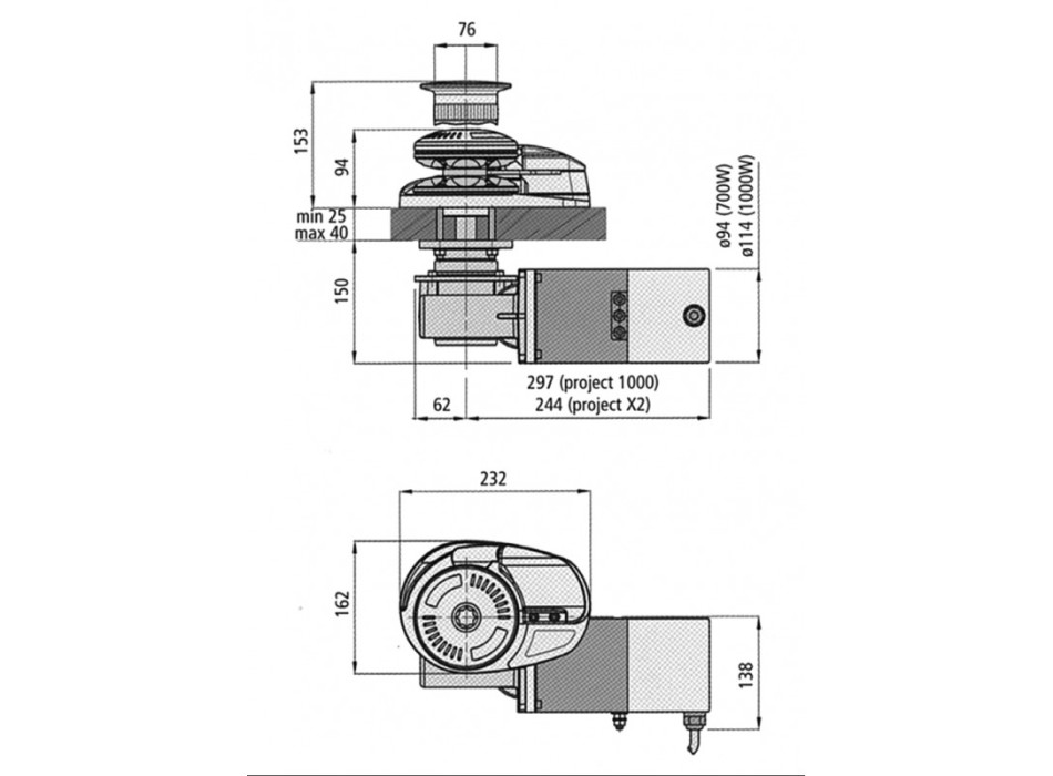 X2 1000W 12V - S/CAMPANA - BARBOTIN MM 10